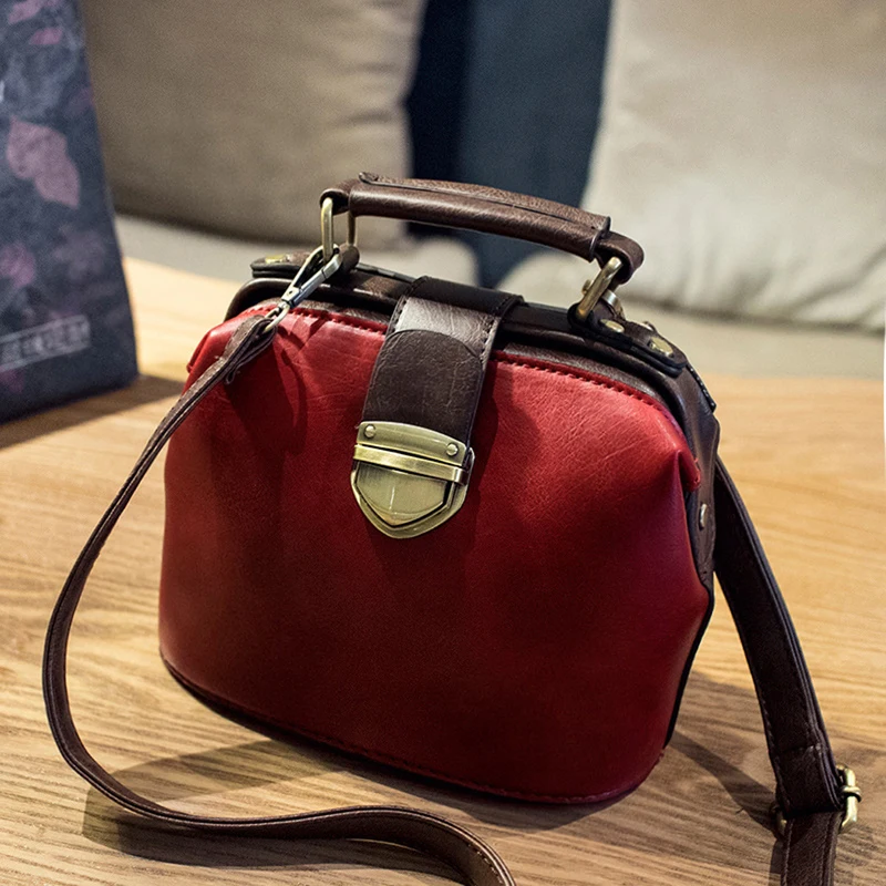 

Coofit Retro Handbag Mini Buckle Shoulder Bag Pu Leather Fixed Crossbody Bags Hand bag Women Vintage handtasche borsa For Girls
