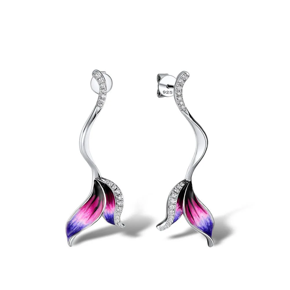 Элегантные серебряные серьги-гвоздики в виде фиолетовых цветов для женщин, фиолетовые серьги с кубическим цирконием для свадебной вечеринки, повседневные ювелирные изделия