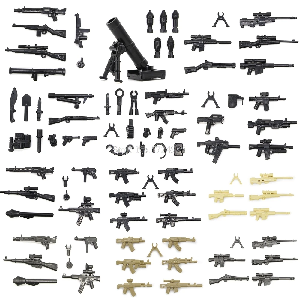 

legoinglys Weapon Pack Box Military Figure Set Parts Gun MOC Accessories SWAT Model Building Blocks Brick Kits Toys