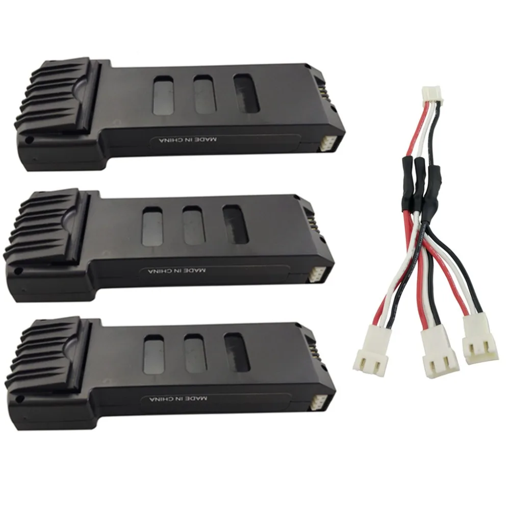 

3PCS 7.4V 1200mahl lithium battery with 1 to 3 charging conversion line for E511 E511S folding quadcopter spare battery