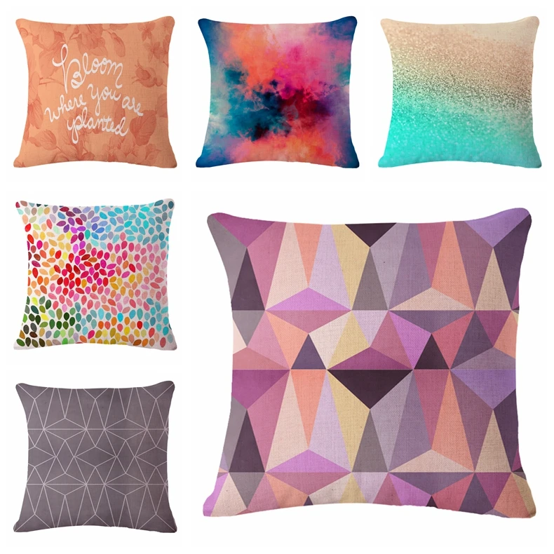 

watercolor grid pattern Cushion(No Filler) Polyester Family affection Sofa Car Seat family Home Decorative Throw Pillow