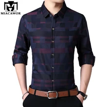 MIACAWOR, новинка, Весенняя Мужская рубашка, хлопок, Бизнес Стиль, повседневные рубашки, мужская приталенная рубашка, длинный рукав, Camisa Masculina C449