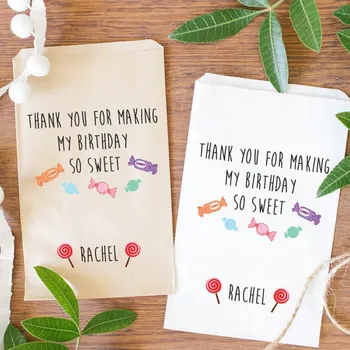 

personalized name Kid's Birthday candy Buffet treat gift bar Petal Toss bags Baby Shower Bakery Cookie Favor pouches