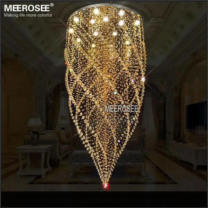 

Round Crystal Chandelier Light Fixture Amber Crystal Lamp lustre de cristal with 15 pcs GU10 Lights Stair Lighting Dia 800mm