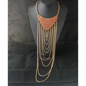 

CirGen Fashion Long chain tassels choker necklace Weave Triangular Bib Collar Statement Pendant Necklace Women Item,D17