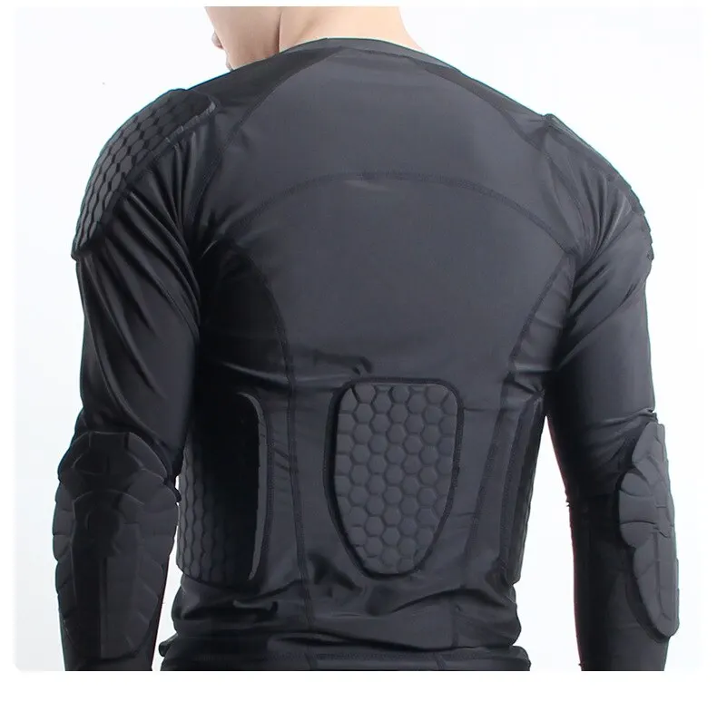 Mens Padded Compression T-Shirt Protective Gear Training Shirt Long Sleeve b6