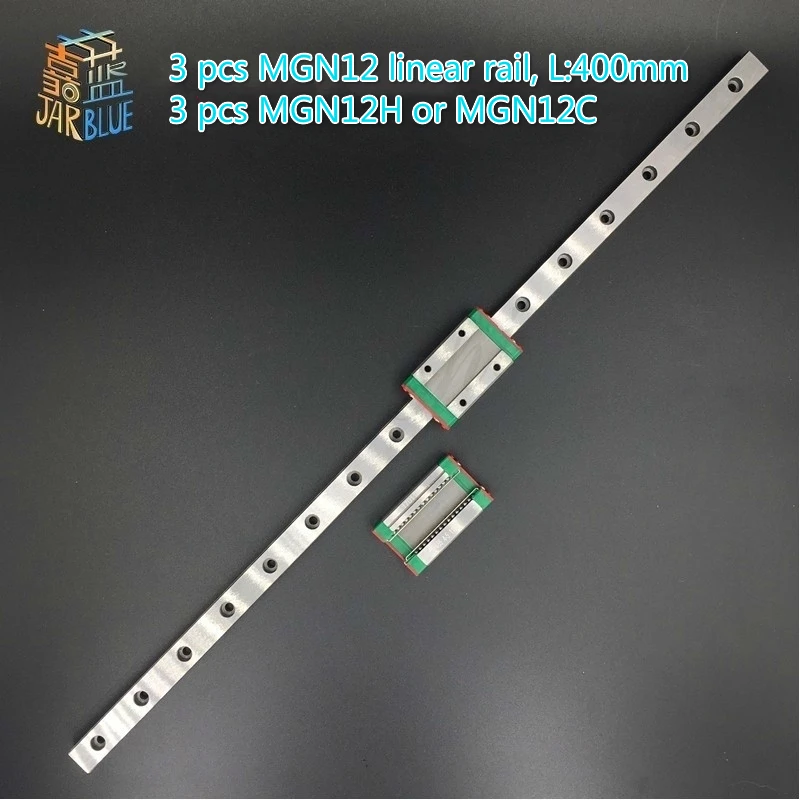 3 шт. коссель мини для 12 мм линейный руководство MGN12 400 рельс + MGN12H Длинные линейные