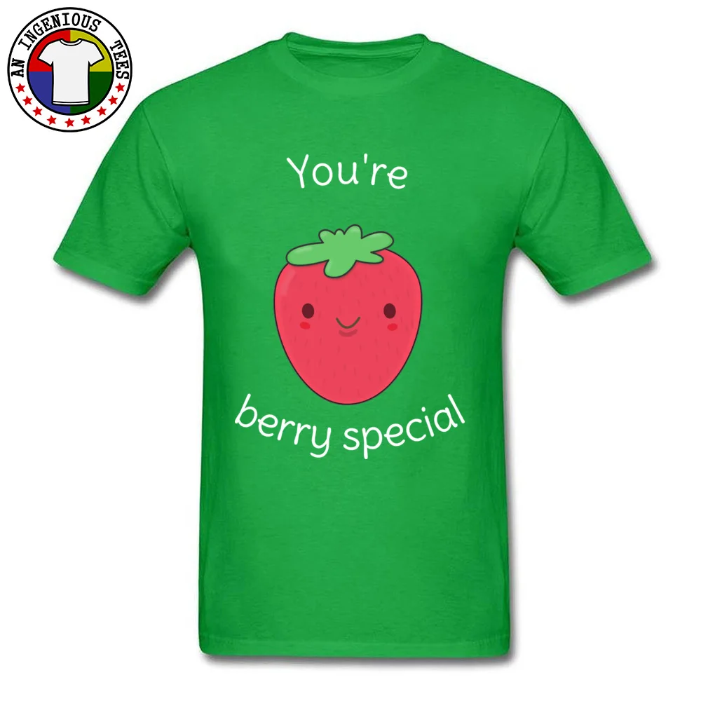 Funny Strawberry Pun Classic Short Sleeve Design Tshirts Cotton Fabric Crewneck Mens T Shirt Family Tops Shirts Summer/Fall Funny Strawberry Pun green
