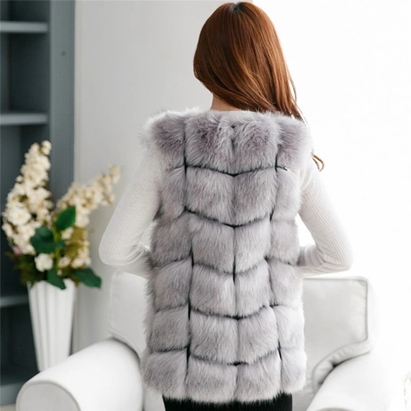 LEDEDAZ, мягкая и теплая куртка из искусственного меха без рукавов, жилет из натурального меха лисы средней длины размера плюс, Manteau Fausse Fourrure Femme