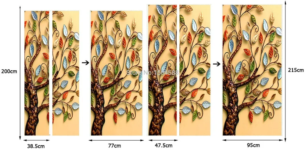 Украшение для дома, наклейка на дверь, 3D рельефные красочные обои с деревом, Настенная роспись, для гостиной, спальни, для учебы, креативные ПВХ 3 D наклейки на двери