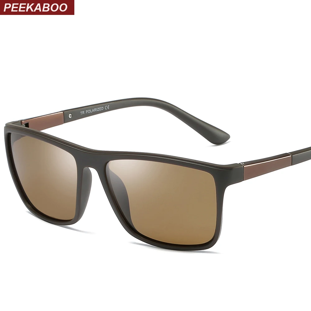 

Peekaboo fashion polarized sunglasses men square driving sun glasses for men polarized uv400 2019 black brown