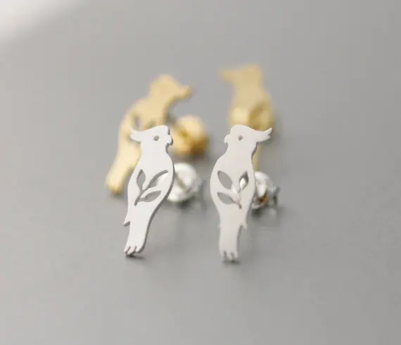 

Jisensp Fashion Lovely Parrot Earring for Women Animal Stud Earrings Wedding Jewelry Bridal Gift pendientes mujer moda 2018