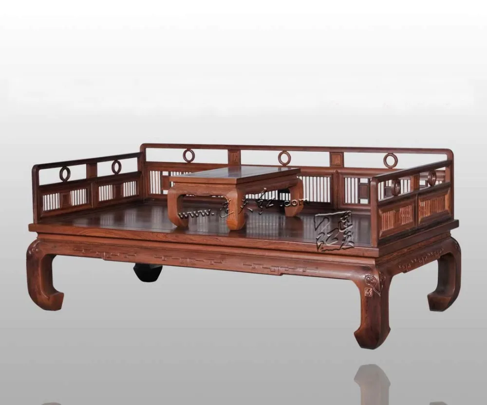 Hotel Mahogany Furniture Burma Rosewood double sofa new Chinese Zen
Single Arhat Bed Living Room Solid Wood Beauty Couch Chair