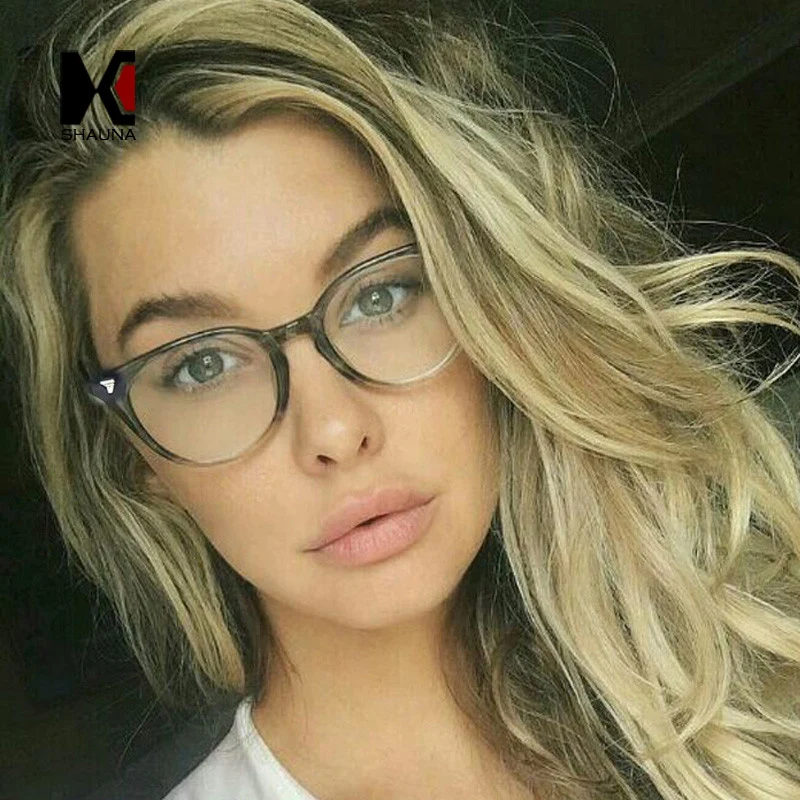 

SHAUNA Classic Women Round Eyeglasses Frame Brand Designer Fashion Men Nail Decoration Optical Glasses Reading Glasses