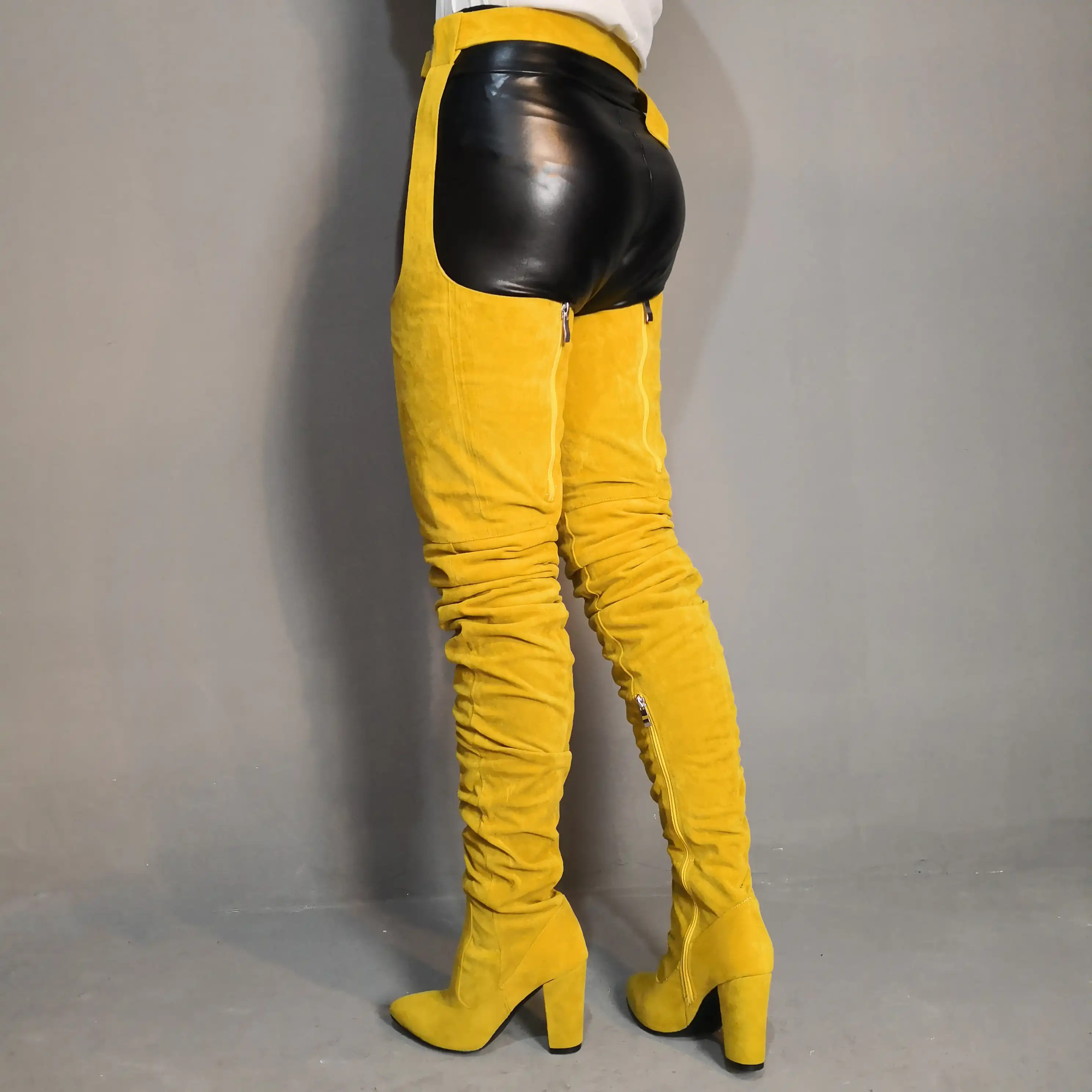 thigh high boots with belt strap