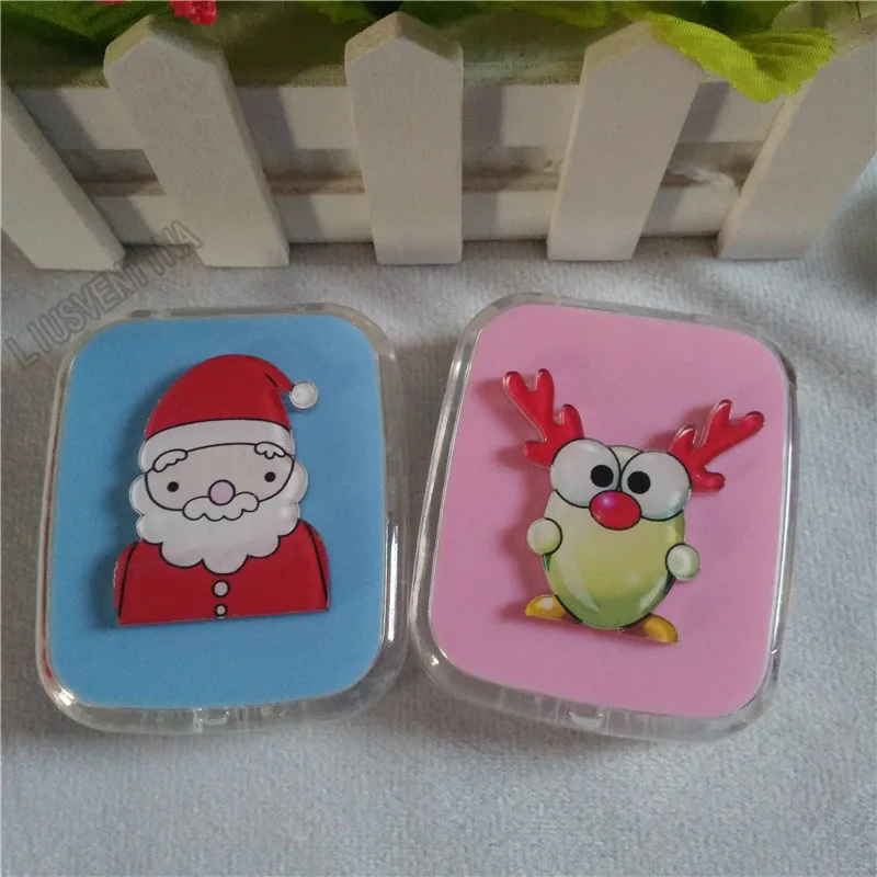 Us 202 55 Offliusventina Hot Diy Merry Christmas Santa Claus Reindeer Rudolph Contact Lens Case Box With Mirror Container For Color Lenses In