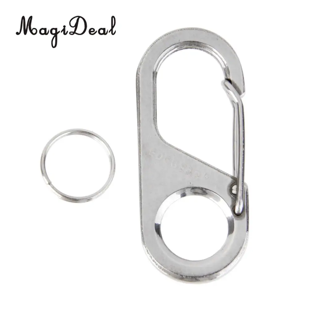 MagiDeal Lightweight Stainless Steel Figure 8 Shape Carabiner& Keyring for Outdoor Camping Fishing Traveling Supplies Silver