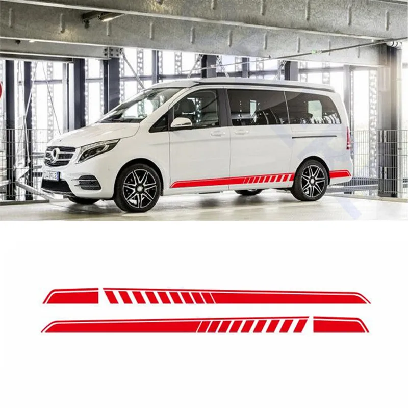 Автомобильная дверь боковая юбка наклейка s Авто Наклейки на кузов для Mercedes Benz V класс задний бампер Подгонянная виниловая Спортивная наклейка полоски