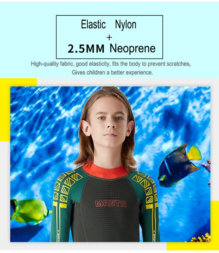 New Wetsuit Children for Boys Girls Keep Warm Long Sleeves UV Protection Swimwear One-piece 2.5 MM Neoprene Kids Diving Suit