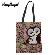 Брендовая Холщовая Сумка на плечо женская цветочная Сова сумка с принтом Сумочка женская мультяшная дамская сумочка bolsas de tela пляжная сумка Прямая поставка