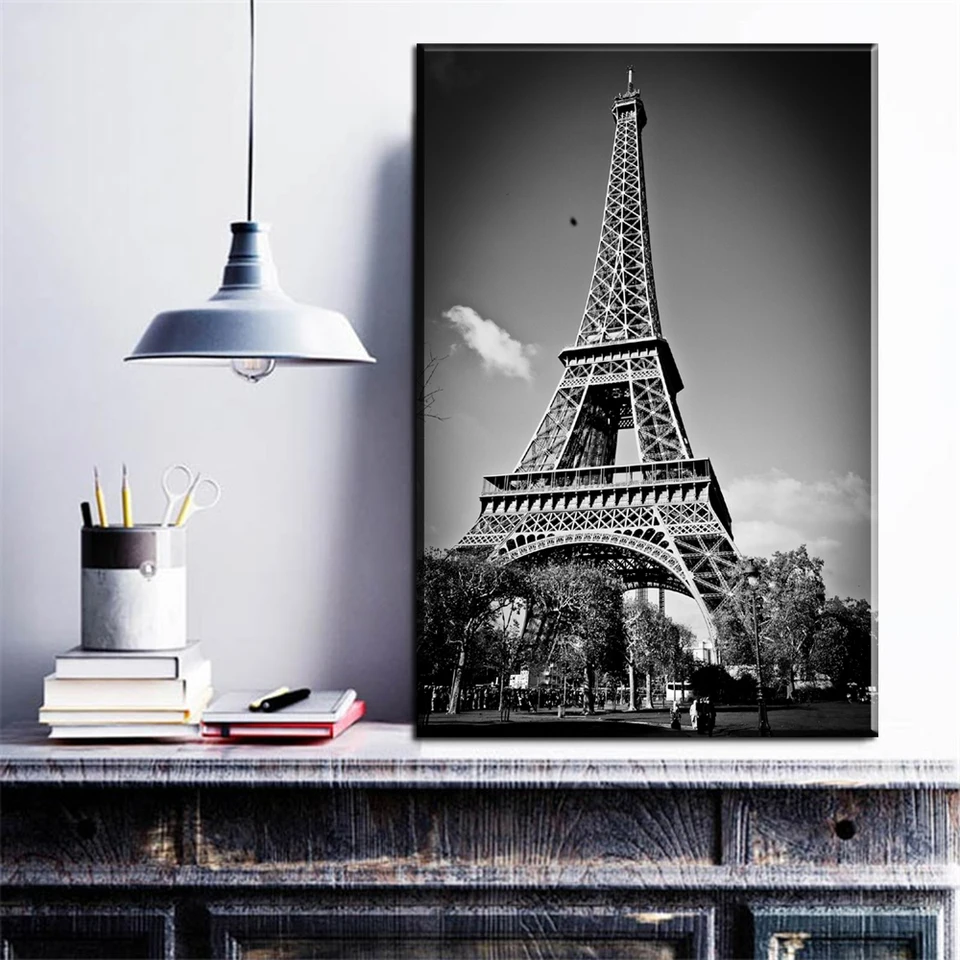 Embelish Impreso Arte Blanco Y Negro Torre Eiffel Con Paraguas Rojo En Paris Calle Pintura Romantica Imagen Artistica Impresiones Print Art Black Artart Print Aliexpress