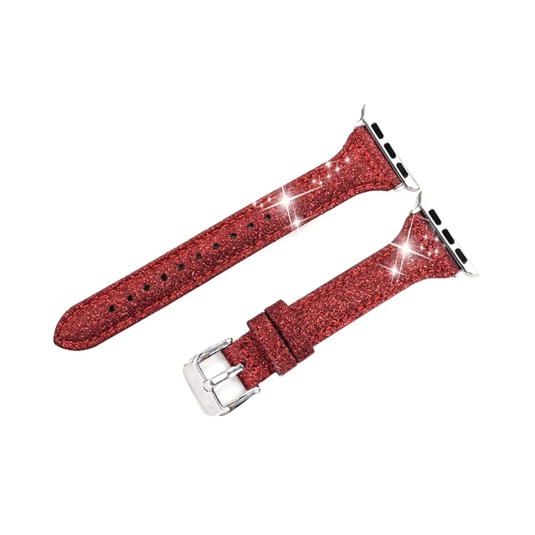 Glitter Bracelet Belt Genuine Leather Band for Apple Watch 42MM 38MM Replacement Strap for iWatch 3 2 1 Wristband