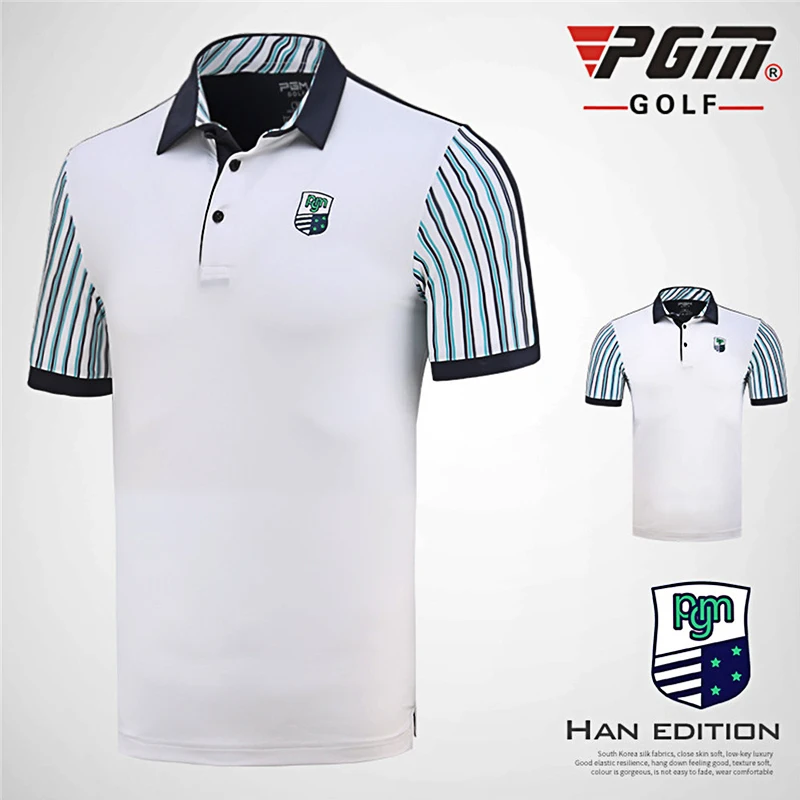 

Sripes Men Golf Tshirt Cotton Lapels Short Sleeve Anti-wrinkle Shirt Quick-drying Sports Leisure Summer Play swear Golf T-shirt