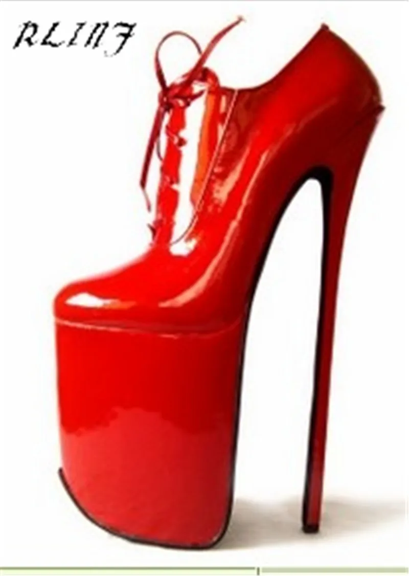 Г., модные женские туфли на очень высоком каблуке 30 см пикантные вечерние туфли из лакированной кожи на платформе с круглым носком