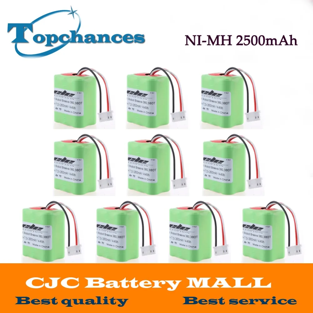 

7.2Volt New 2.5Ah 2500mAh Ni-MH 7.2V Rechargeable Battery for iRobot Roomba Braava 380 380T High Quality