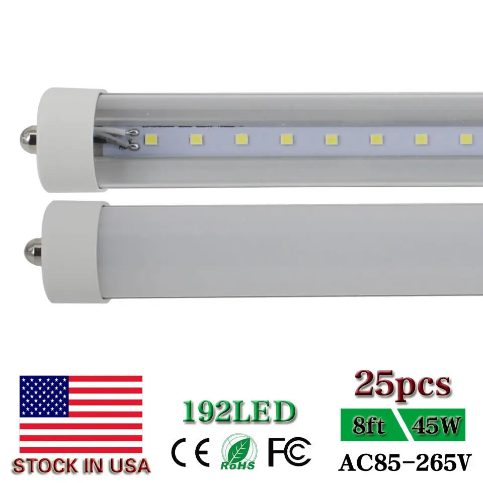 96'' LED Tube Light T8 FA8 Single Pin dual end power ballast bypass 8ft