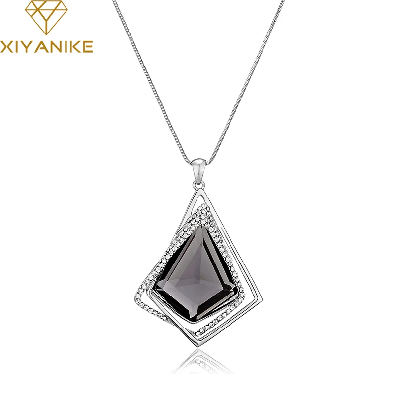 

XIYANIKE 2017 Fashion Women Crystal Geometry Necklace Jewelry Statement Necklaces & Pendants Vintage Maxi Chokers Collier N866