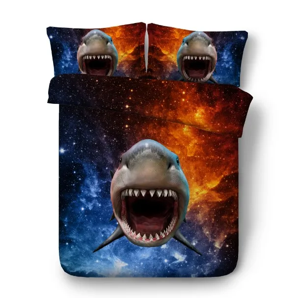 3D Акула постельных принадлежностей класса люкс Звезды одеяло пододеяльник кровать в мешок лист Лен Калифорния супер King queen Размер ПОЛНЫЙ twin 4 шт - Color: shark