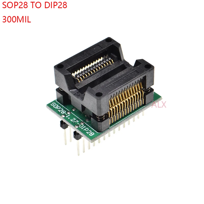 Soic28 soic 28 sop28 para dip28 programador adaptador soquete largura do corpo 7.5mm 300mil ic soquete conversor chip de teste