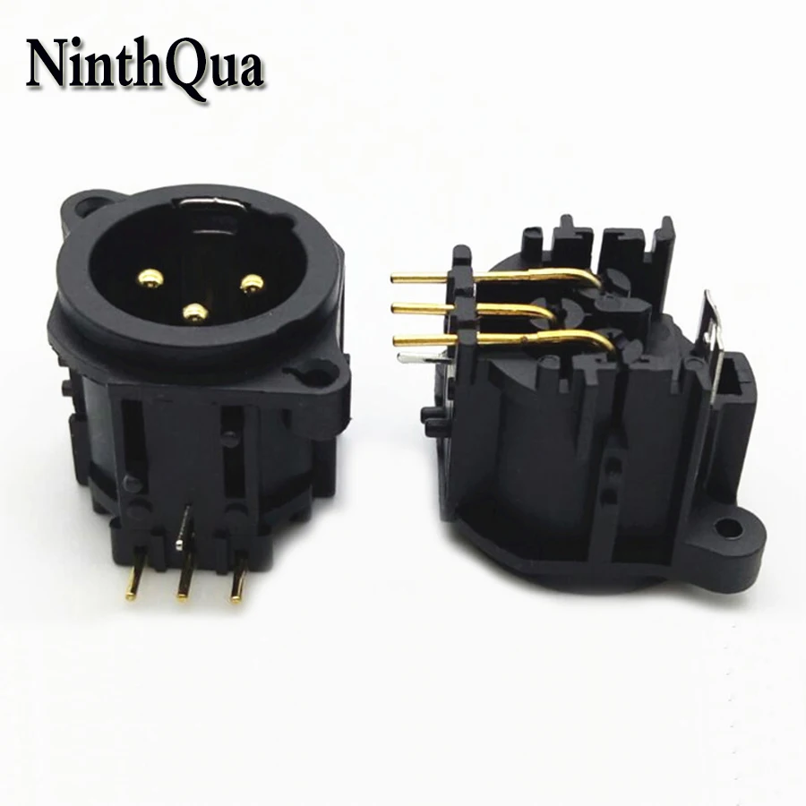 

2pcs Black 3Pin XLR Cable Connector Right Angle Male Plug 3P Microphone Mixer Balance Audio Adapter