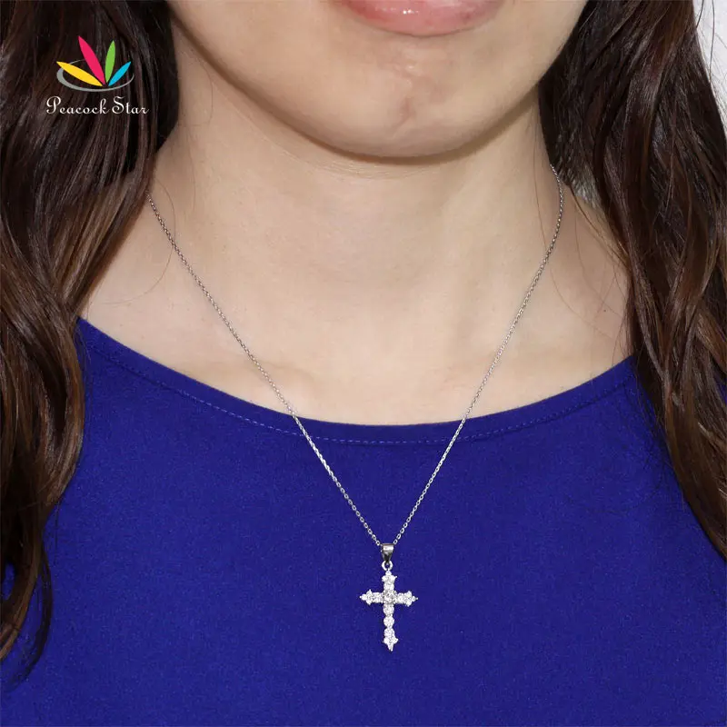 Павлин звезда Твердые 925 пробы подвеска в форме серебряного крестика ожерелье ювелирные изделия CFN8028