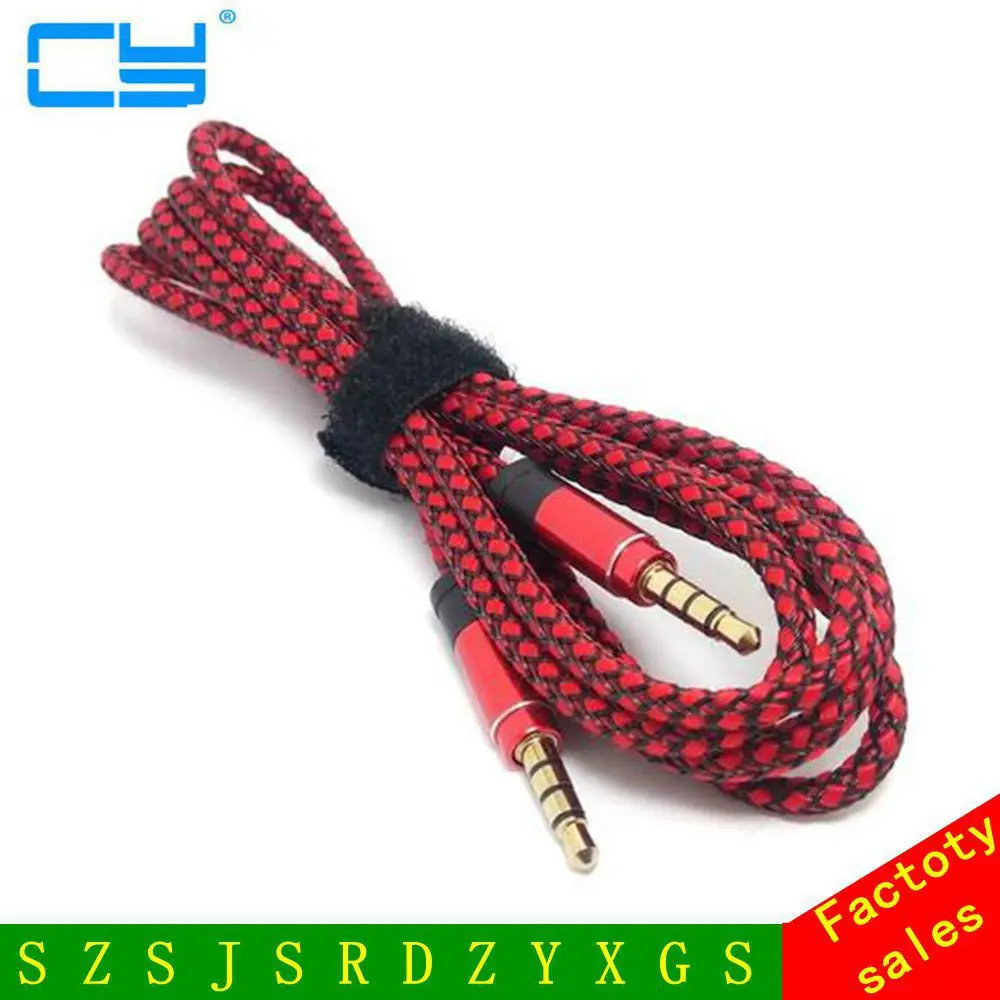 

1.5M Braided Nylon 3.5MM Jake Male to male Car stereo Aux Audio Cable for 4 5 6 for ipod mp3 pc