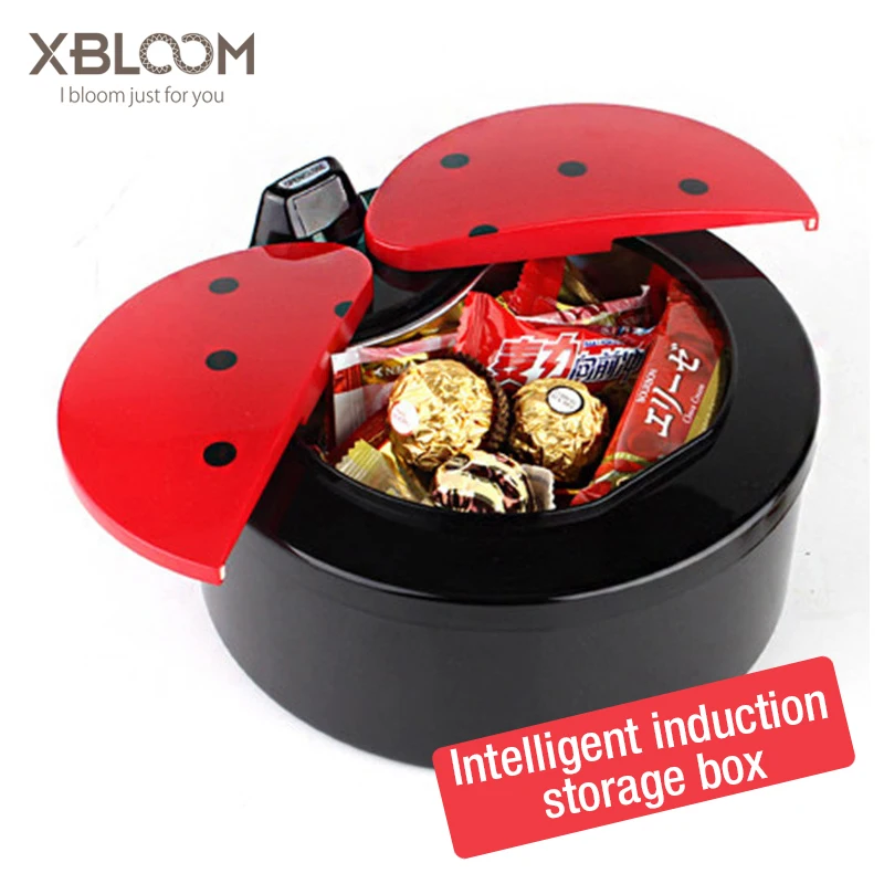 

Seven-star ladybug desktop intelligent induction storage box trash can home mini storage bucket ladybug vase wedding Christmas