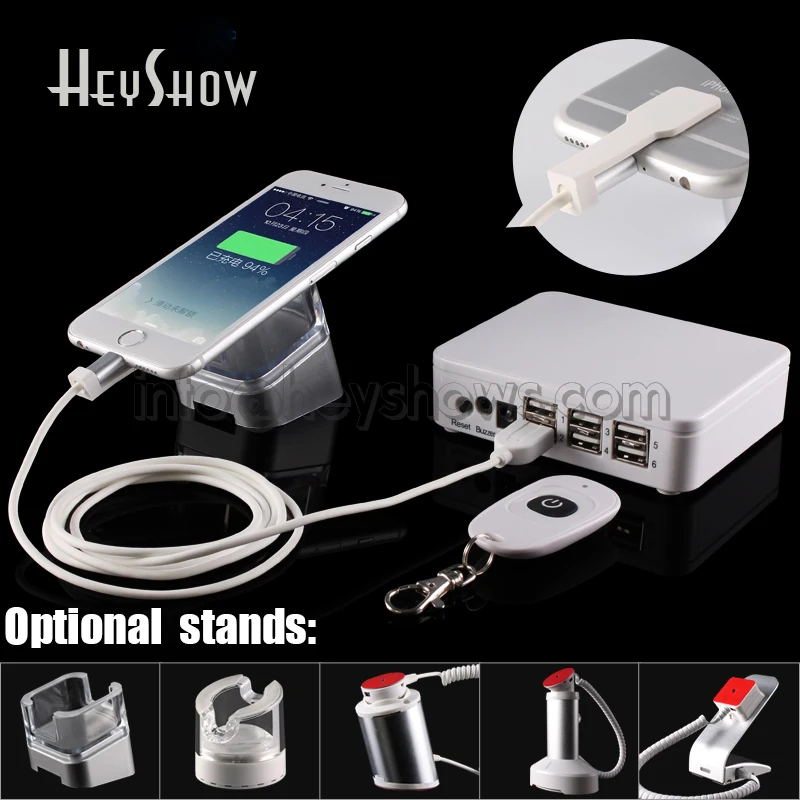 us 103 55 8 ports tablet security display stand phone burglar alarm cellphone anti theft device ipad charging holder with security cable in alarm anti cell phone