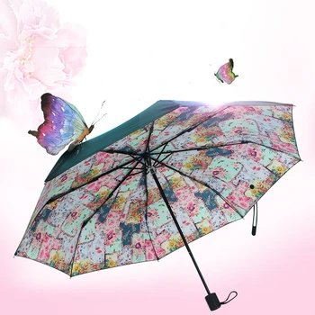 

2018 Original Umbrella Woman Painting Garden Folding Umbrellas Sunny Rainy Woman's Umbrella Female Parasol Anti-UV Paraguas