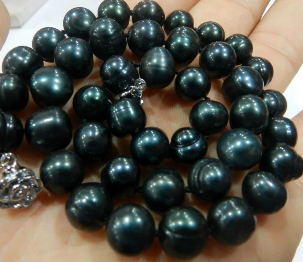 ddh003807 GENUINE 9 10MM BLACK NATURAL TAHITIAN PEARL NECKLACE 28 Discount 5.6in Pendants from
