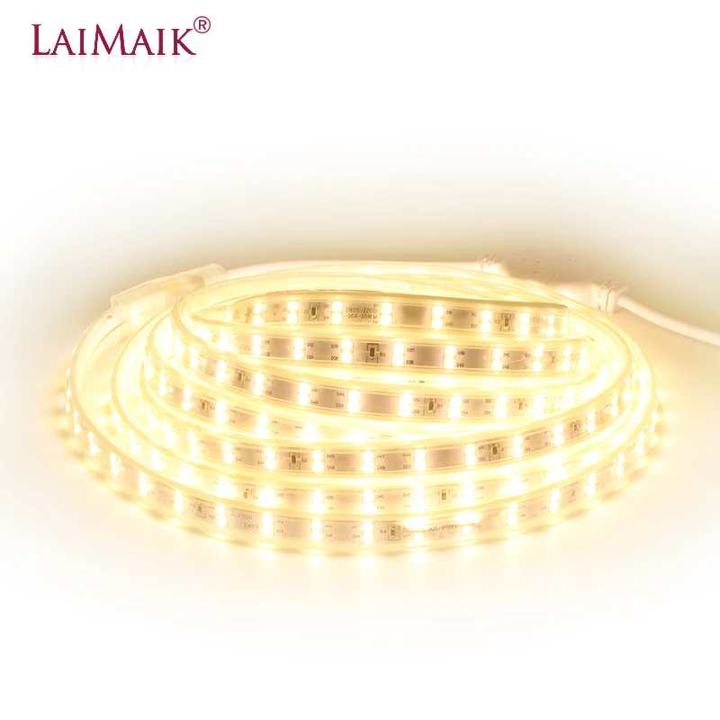 LAIMAIK SMD2835 AC220V Водонепроницаемый светодиодная лента IP68 светодиодный ленты 120 s/М
