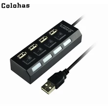 Colohas 4 Порты и разъёмы USB 2,0 концентратор с индивидуальным Мощность переключатели удлинитель сплиттер с Светодиодный индикатор светильник для MacBook Pro ноутбук мышь