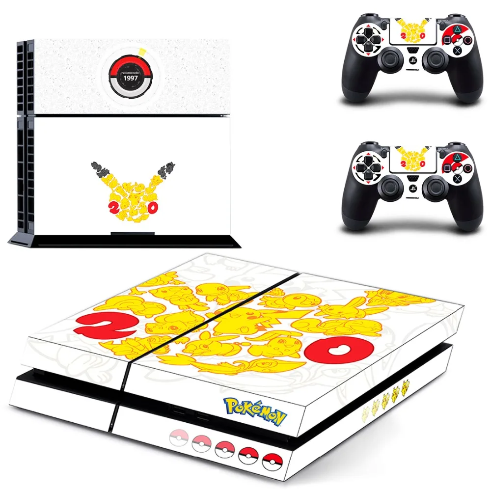 Виниловая наклейка для кожи Pokemon GO Pikachu PS4 консоли Sony Playstation 4 и 2 контроллера