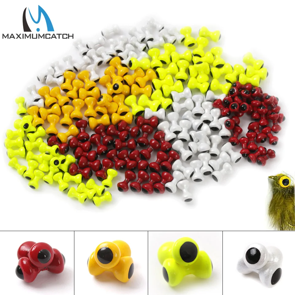 Maximumcatch 25PC Painted Lead Eyes Fly Tying Beads Dumbbell Fly Tying