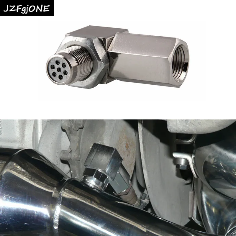 

90 Degree O2 Oxygen Sensor Spacer Engine Light CEL Check Bung Mini Catalytic Converter Car Accessories