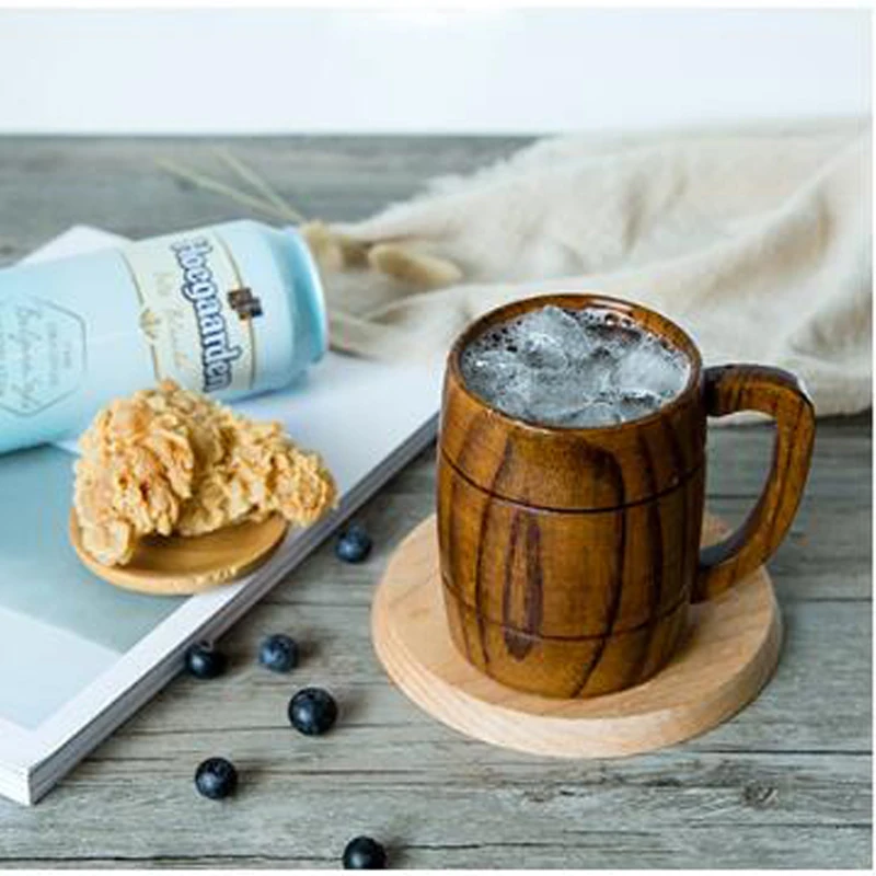 

2019 First Class Wood Beer Cup Handle Nordic Coffee Kitchen Beer Mug for Water Milk