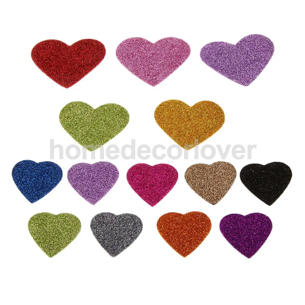 45Pcs Glitter Foam Heart Mixed Self Adhesive Sticker for Kids Craftingstickers forstickers for