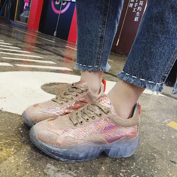 Spring New Designer Wedges White Shoes Female Platform Lace-up Sneakers Women Casual Female Shoes Woman