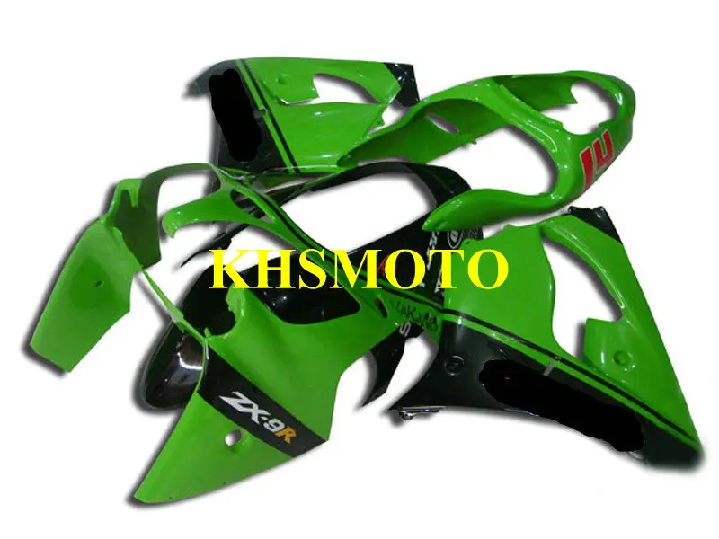 Привет-Класс мотоцикл комплект обтекателей для KAWASAKI Ninja ZX9R 00 01 ZX 9R 2000 2001 zx9r ABS верх зелено-черные обтекатели комплект+ подарки KV54
