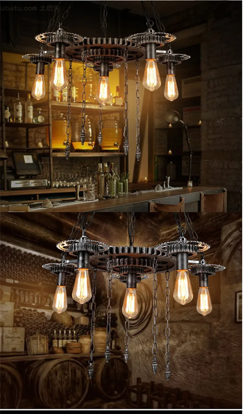 Ретро Люстры В индустриальном стиле Nachinery Rstaurant Бар Кафе декоративная металлическая подвеска Люстра для домашнего освещения